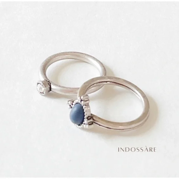 1 LEFT! Stackable Boho Antique Silver Stone Rings - Picture 3 of 3